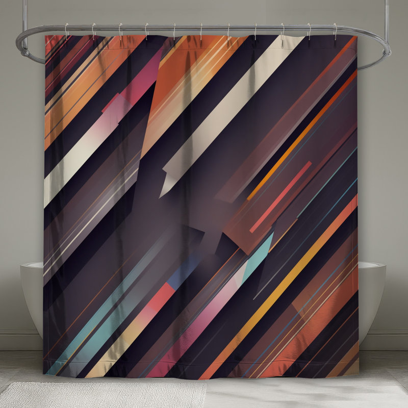 Rideaux de douche diagonaux à rayures abstraites très longs, L 70 po x H 72 po