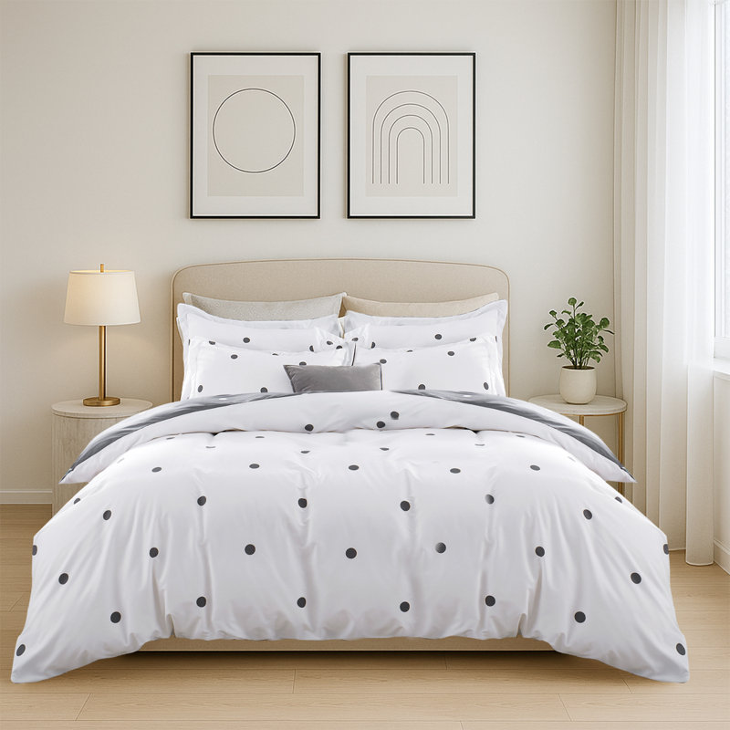 Haffa Microfiber Duvet Cover Set with Pillowcases Included, Doted, Double Duvet Cover + 2 Standard Pillowcases
