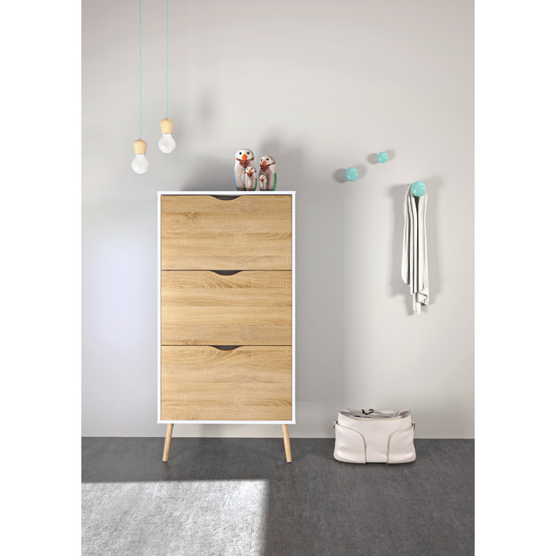Myrasol 18 Pair Shoe Storage Cabinet, White/Light Yellow