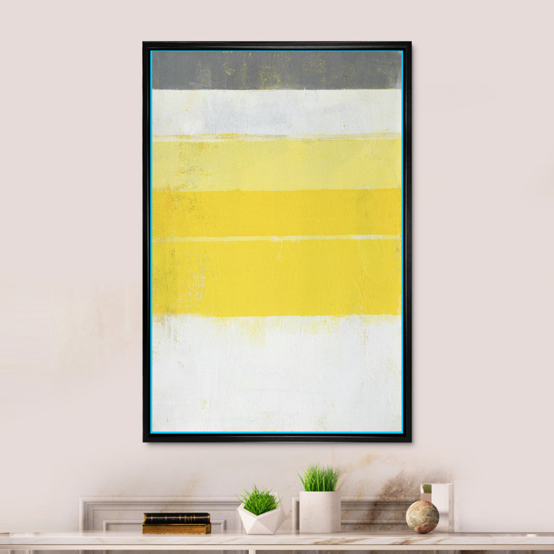 «Yellow Meets White Abstract Bands», reproduction d'art moderne et contemporaine sur toile, H 32 po x l 16 po x P 1 po