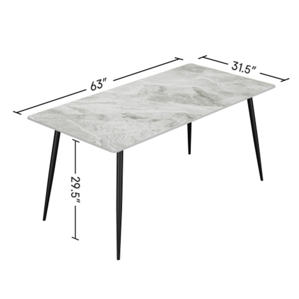 Ivy Bronx Dining Table with Sintered Stone Tabletop and Metal Legs ...