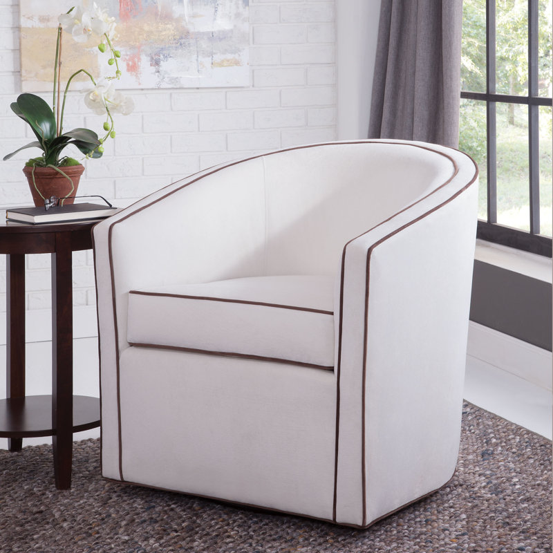 Fauteuil demi-tonneau pivotant de 29,75 cm de large Lengby, Velours crème