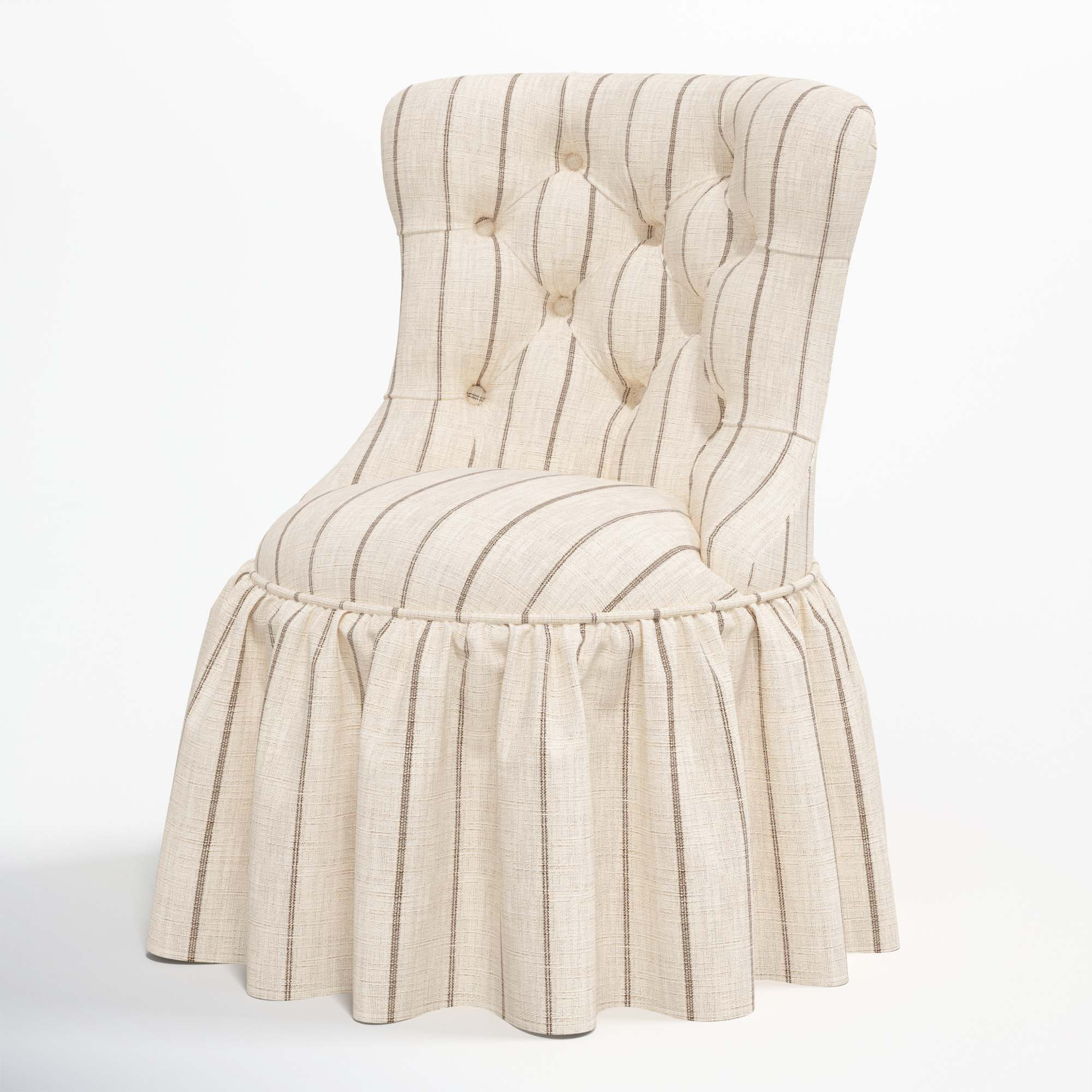 Minnie Upholstered Side Chair, Fritz Charcoal Stripe