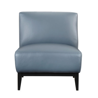 Fauteuil d'appoint en cuir bleu, pieds en bois massif, mousse à haute densité, capacité de 300 lb, décoration de salon