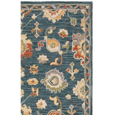 Metro Hand Tufted Wool Cotton Oriental Rug in Dark Gray/Red