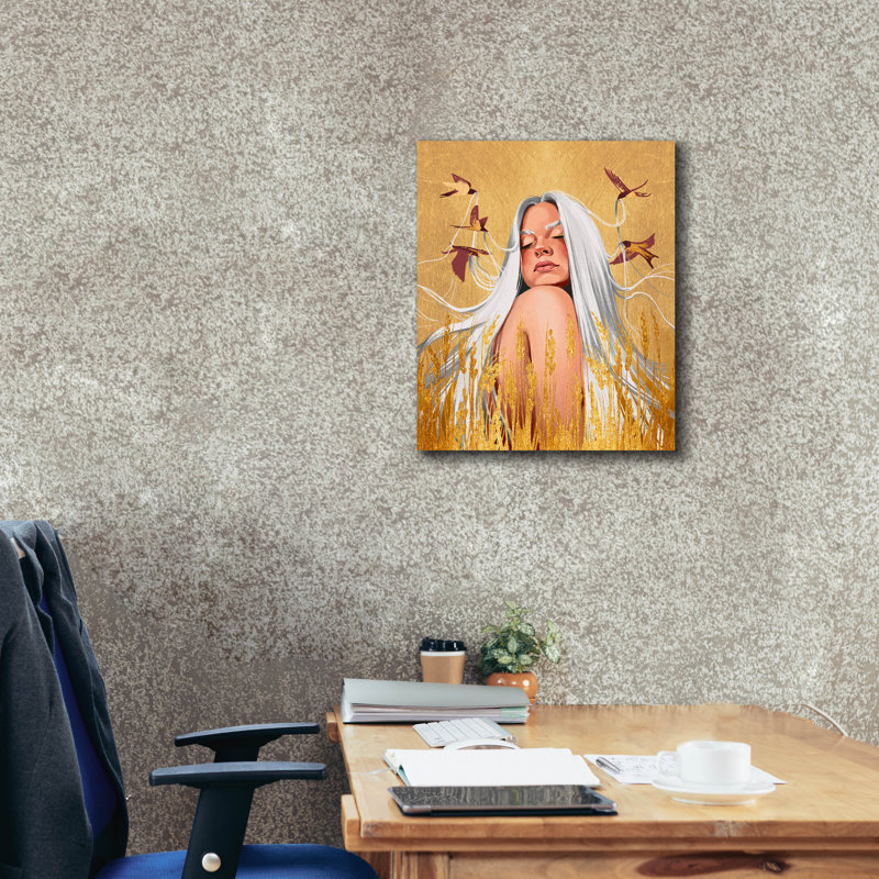 «Golden Birds» par Svetlana Aleynikova, art mural sur toile, H 24 po x l 20 po