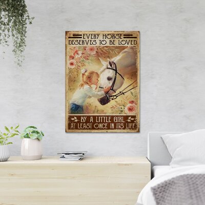 Little Girl Kissing Her White Horse - Every Horse Deserves To Be Loved - 1 Piece Rectangle Graphic Art Print On Wrapped Canvas -  Trinx, FC3C600544364BBD95624EF9177D7E5B