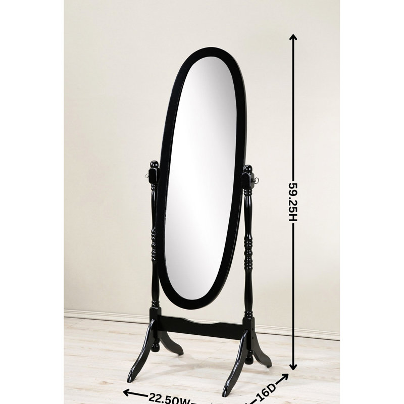 Miroir Traditional Decor - Parquet noir avec verre ovale, Noir
