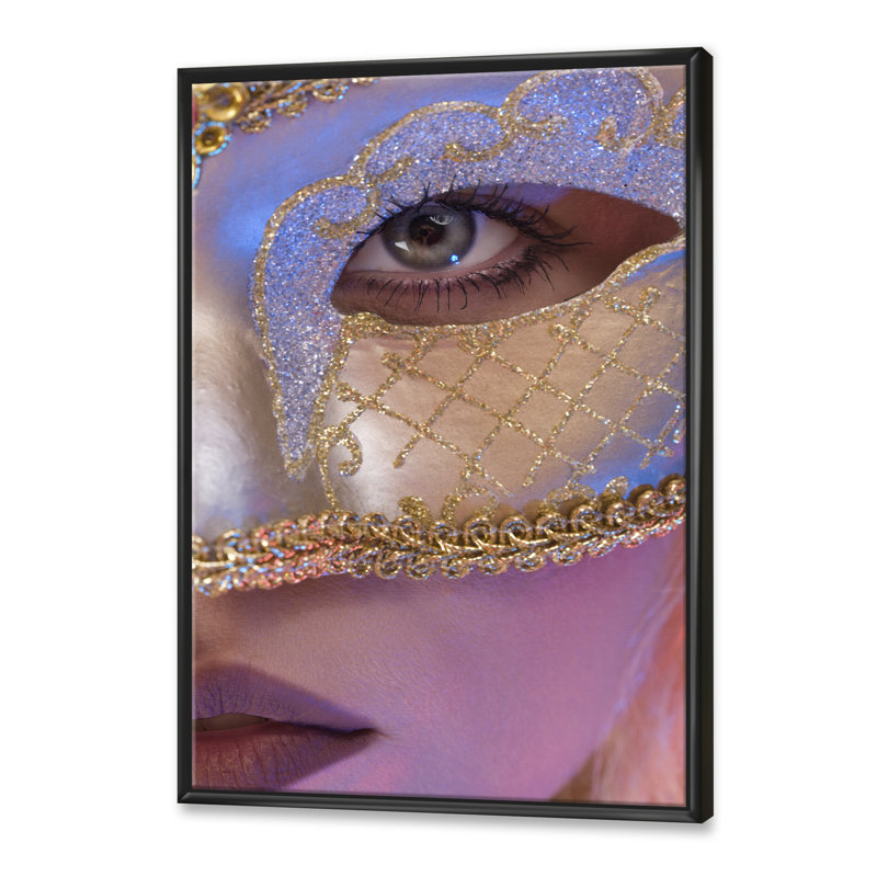 Masque vénitien - photographie sur toile, Toile avec cadre noir, H 40 po x l 30 po x P 1 po