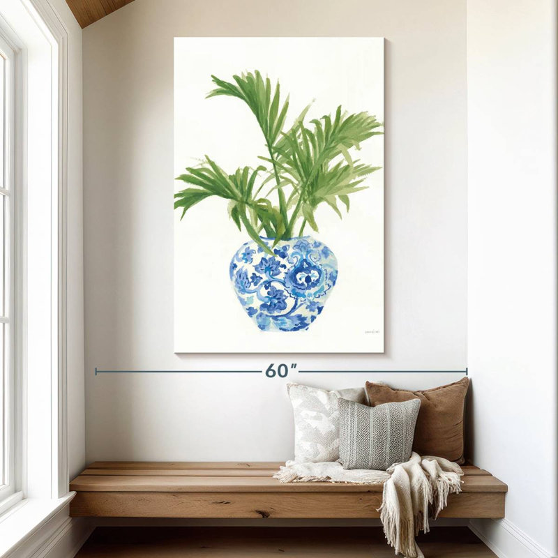Palmier Harnek - blanc chinois / vert foncé, H 51 po x l 34 po