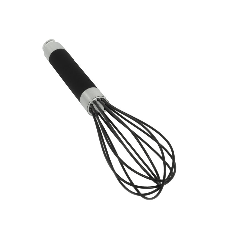 11" Black Silicone Balloon Whisk with Stainless Steel Handle