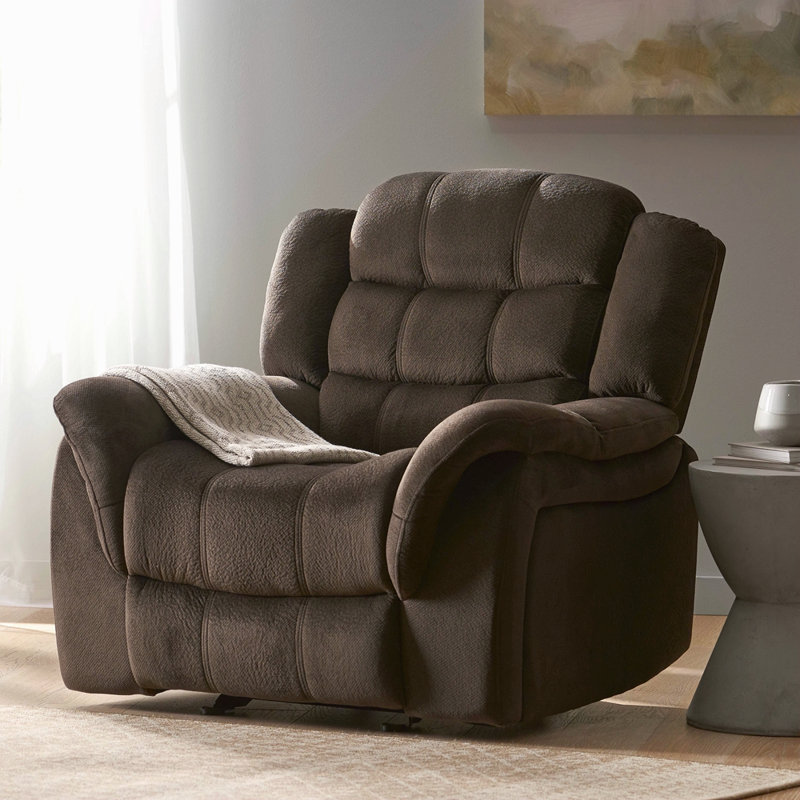 Design classique, tissu moelleux, fauteuil inclinable oscillant, Brun