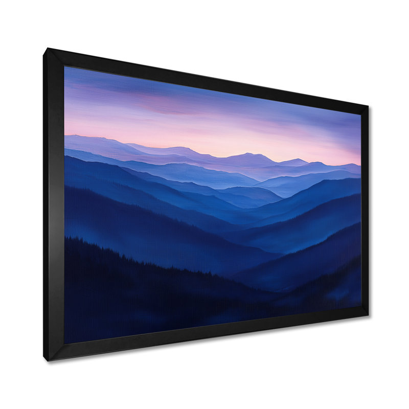Glendia lavande, montagnes au crépuscule I - montagnes, art mural, Reproduction d'une seule photo avec cadre, Noir