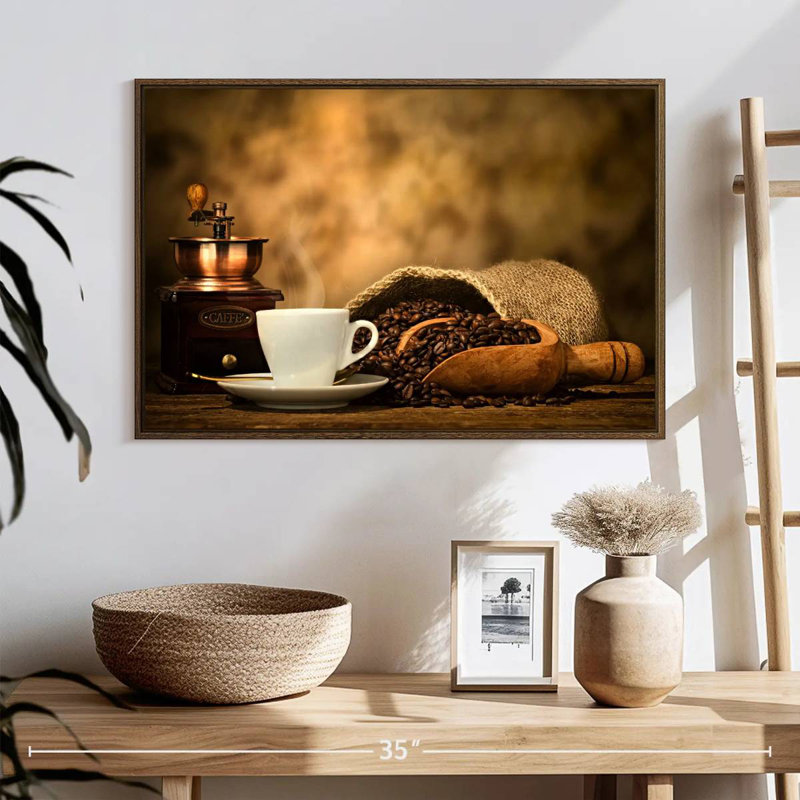 Rustic Coffee, 25" X 17", Floating Frame Walnut