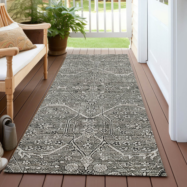 Machine Washable Indoor/Outdoor Christain ACN1223 Pewter Rug