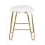 Tabouret de coiffeuse moderne blanc 18 po avec revêtement en fausse fourrure moelleuse-2142416704