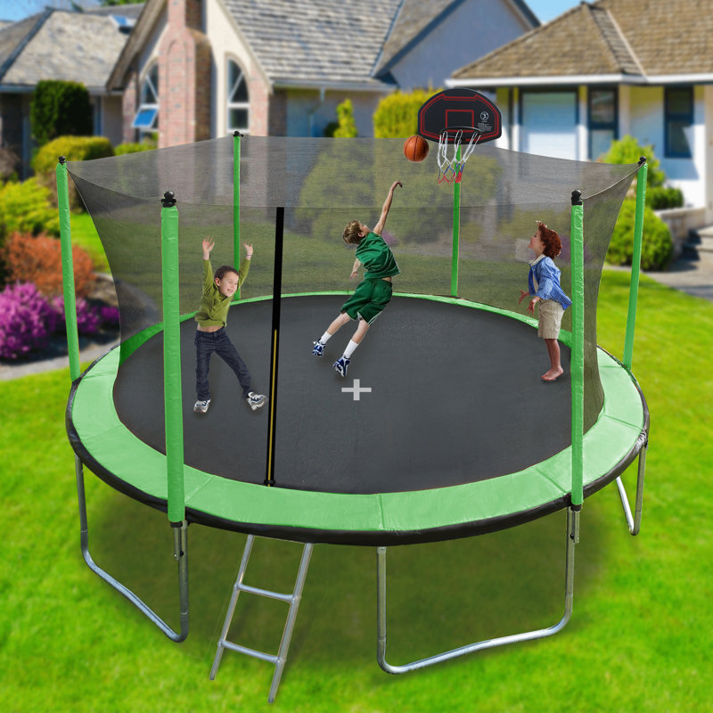 Trampoline 15 pi avec gonfleur et échelle pour panier de basketball, Vert
