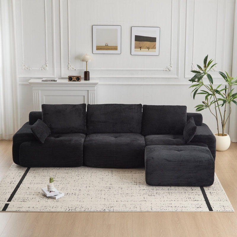 Canapé modulaire personnalisable en velours côtelé - Canapé en mousse à mémoire de forme sans assemblage pour animaux de compagnie