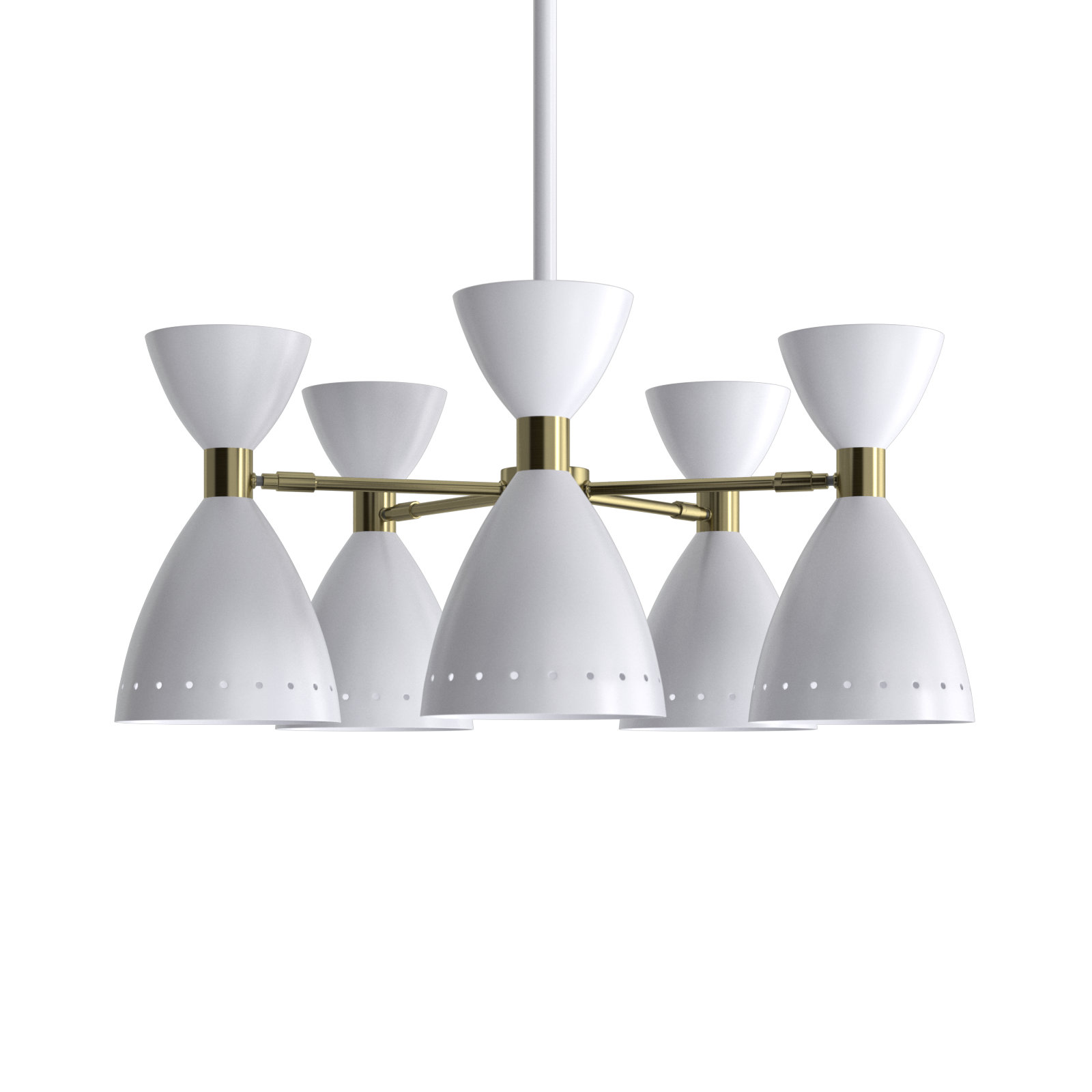 Bimini 5-Light Metal Geometric Shaded Chandelier, White