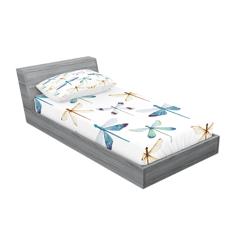 Drap-housse et coussin décoratif Ambesonne, Ensemble de draps pour lit simple + deux taies d'o