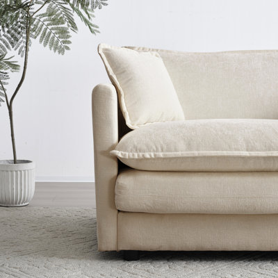 Beige Chenille Mid-Century Modern For Living Room Mystery - Intriguing Design, Captivating Look 3 Prosperity Abundant Comfort, Successful Design