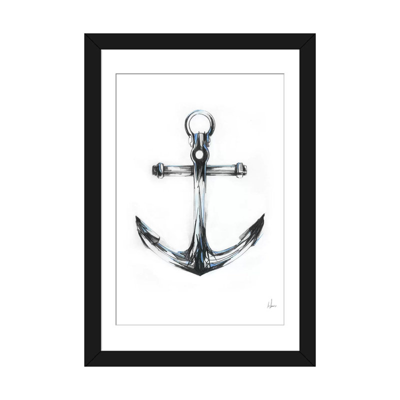 «Blue Anchor», reproduction d'art sur toile, H 24 po x l 16 po x P 1 po, Papier d'art encadré noir