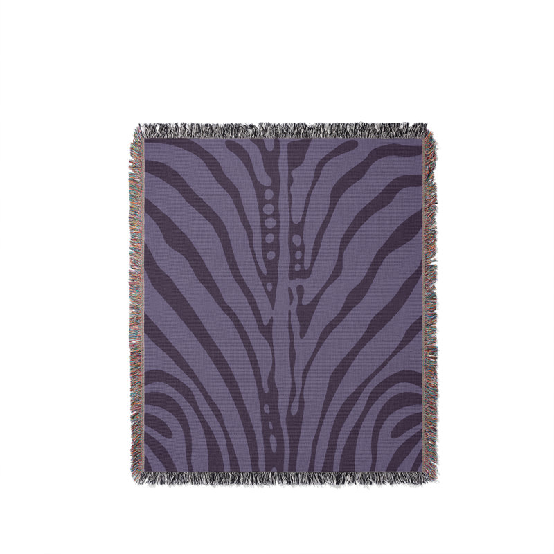 Jeté en coton à imprimé zébré, 50 x 70, Lilas