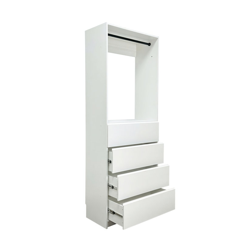 Garde-robe en bois blanc 32 po avec deux tringles Prosper