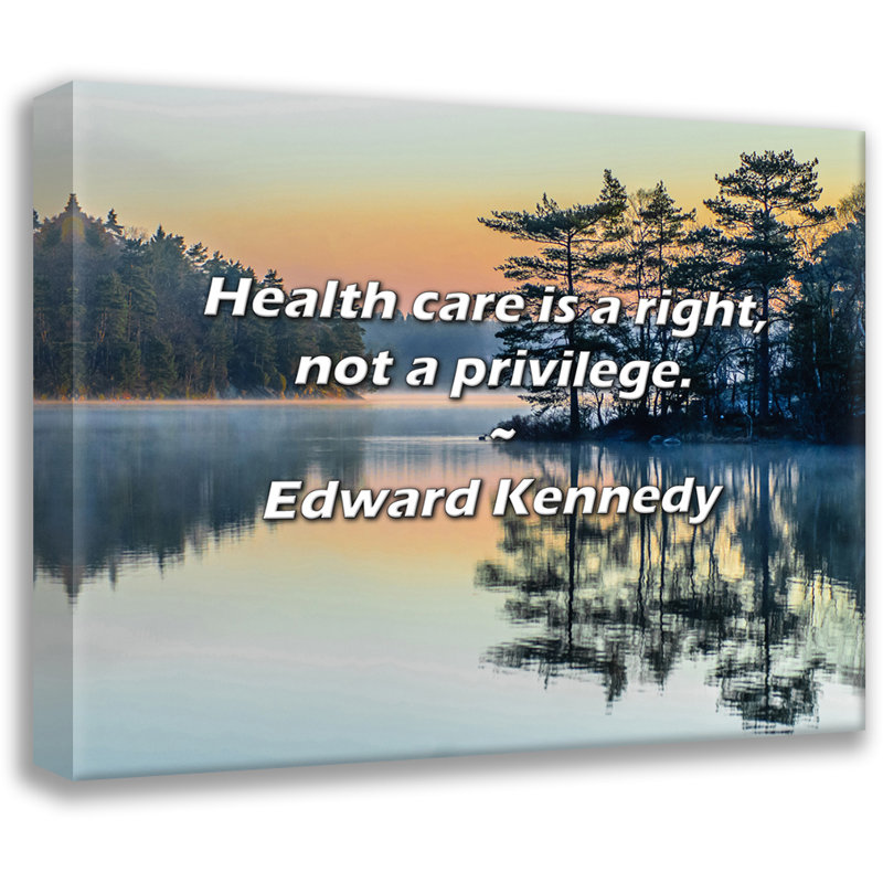 Citation d'Edward Kennedy: Les soins de santé sont un droit, pas un privilège., H 15 po x l 18 po
