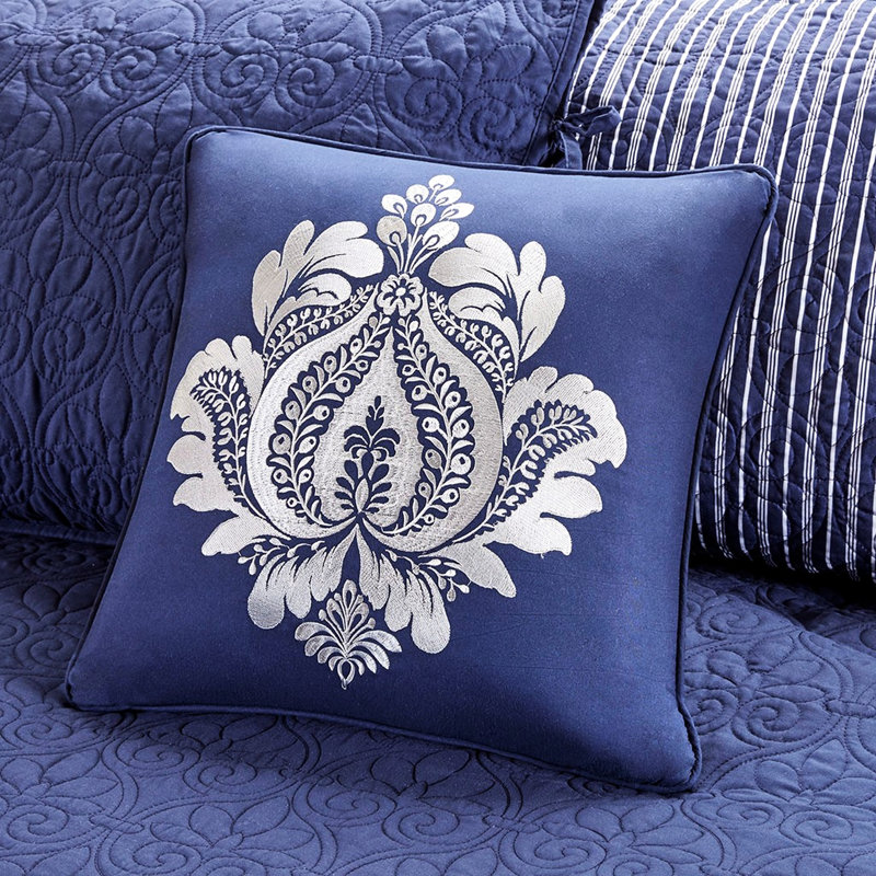 Housse de lit de jour bleu marine 6 pièces - lit simple avec couvre-lit de 17 po, 3 taies décoratives, 15 po, 1 coussin décoratif, couvre-matelas en coton, enchanteur