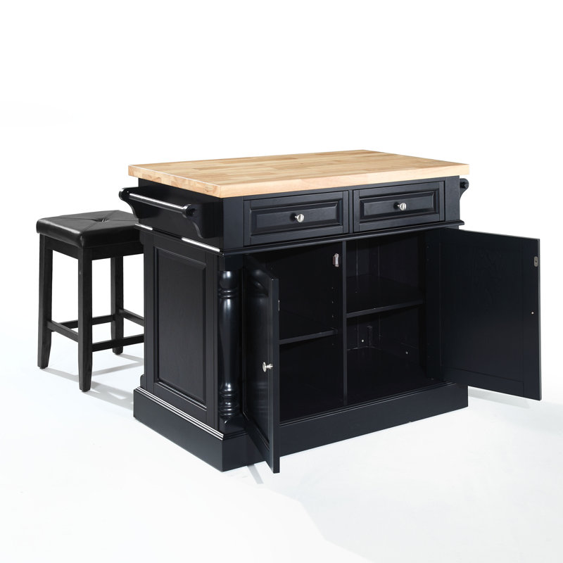 Ensemble d'îlot de cuisine avec plateau étal de boucher 48,25 "Diamondback, Noir