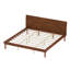Lit plateforme King style Mid-Century Modern, cadre en bois bas avec tête de lit inclinée, lattes robustes, sans sommier, noyer-724887970