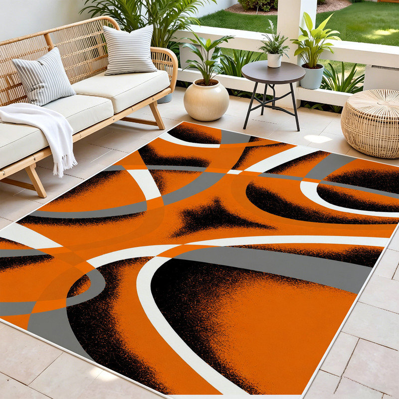  Tapis moderne de 7 x 10 pi avec tapis en caoutchouc antidérapant pour sous la table de salle à manger