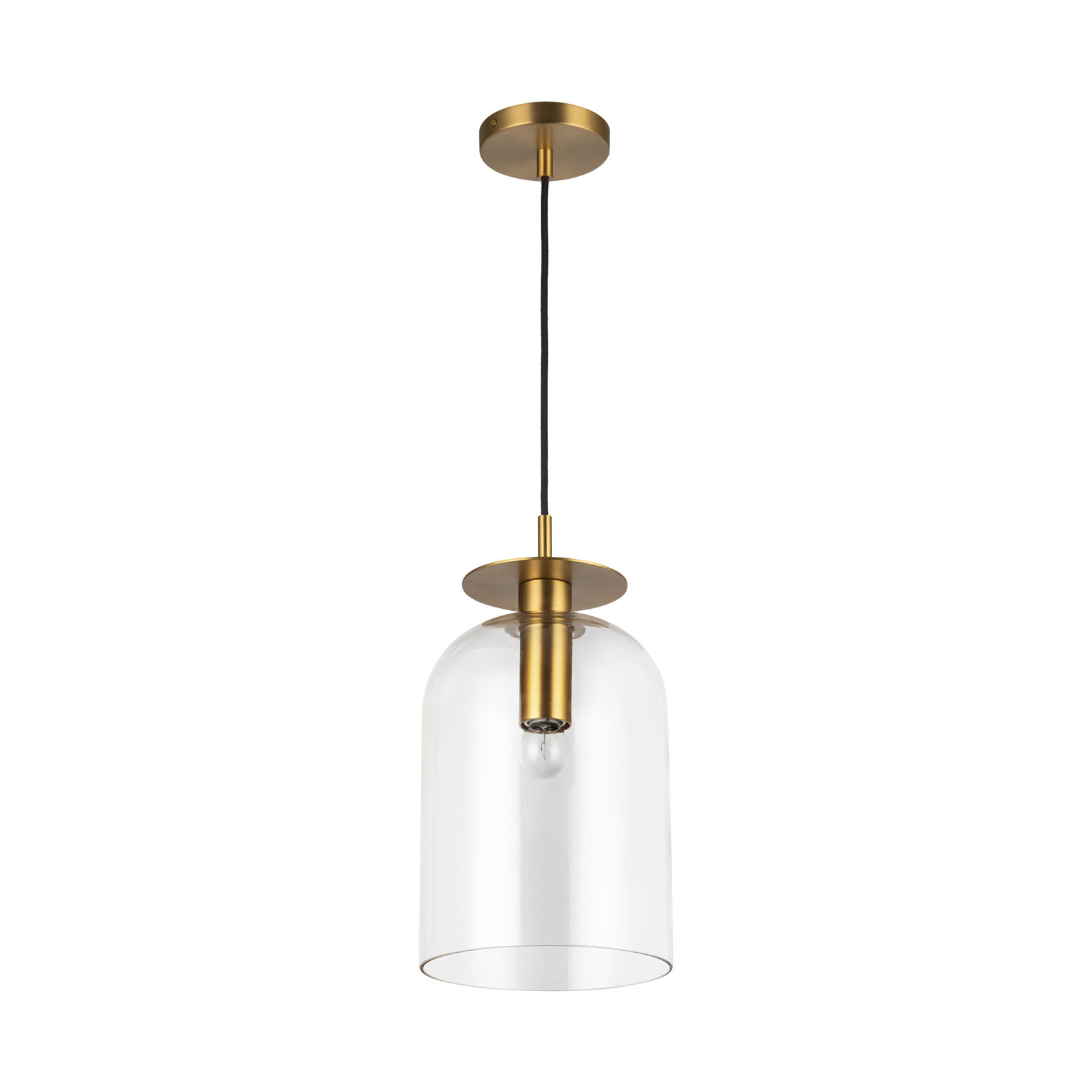 Delisa Single Light Glass Steel Pendant, Brushed Gold