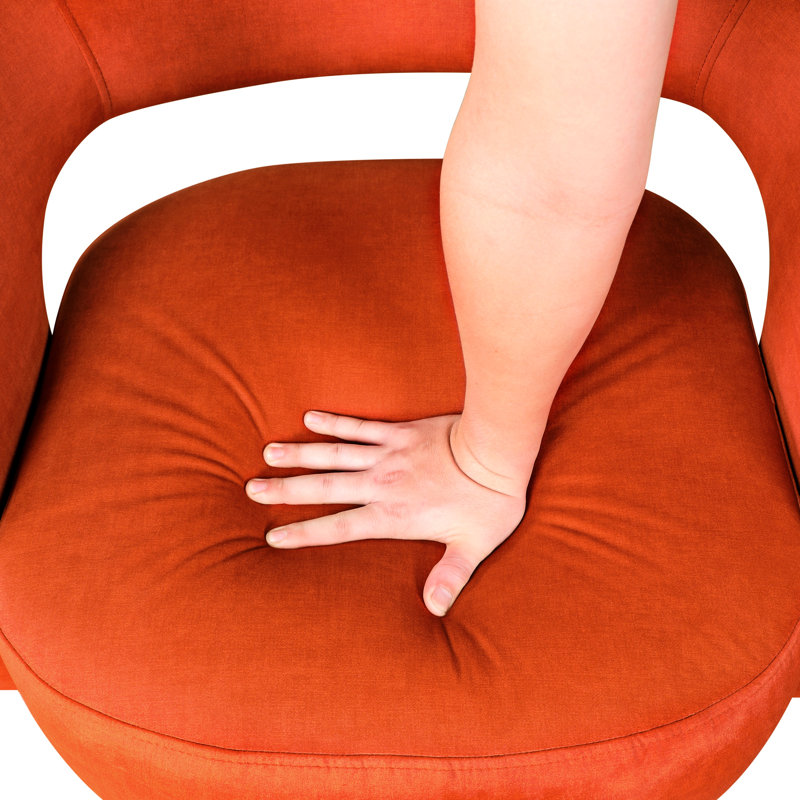 Chaise d'appoint moderne avec pivot - structure en bois massif de velours orange Poids de 37,67 lb Produit Élégant salon à 360 degrés Profondeur de 27,75 po