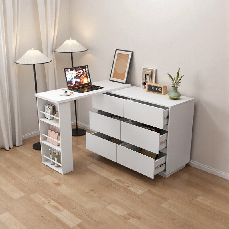 Bureau d'angle en L avec rangement - Conception réversible pour bureau à domicile