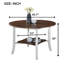 Table de salle à manger ronde 45,7 pouces avec tablette fonctionnelle. Thème moderne. Chêne foncé antique et blanc. Bois massif +. 45,12 po de diamètre, 30 po de hauteur. Idéal pour les espaces compacts. Ajoute du charme à la table de la maison.