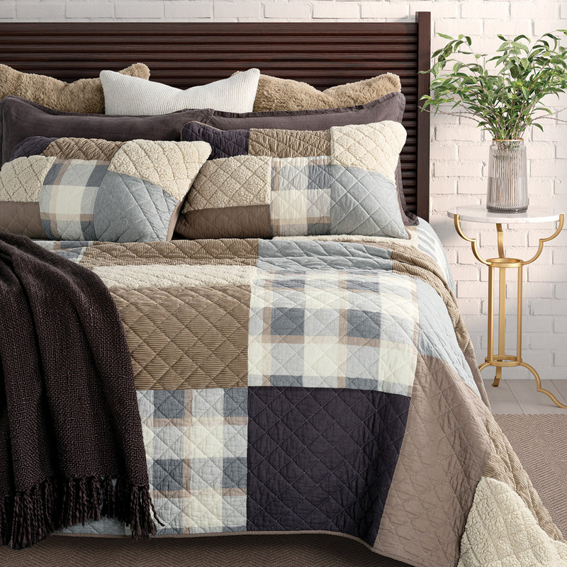 Alpine patchwork quilt set, Twin Quilt + 1 Queen Pillow Sham