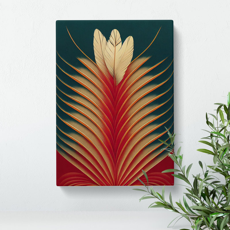 Art Deco Feather No.2 - Wrapped Canvas, 76cm H x 50cm W x 3cm D