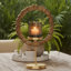 Porte-bougie Jenyl, cadre rond élégant, verre gris-cuivre, 18 po-123774345