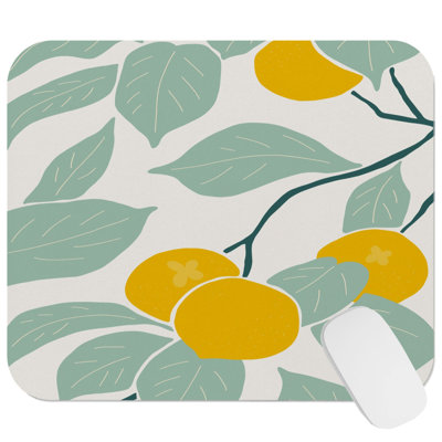 Food and Kitchen Lemon Tree Fruits Lemon Modern Gaming Cute Office Laptop Desk Pad Gift Mat Square Rectangle Non-Slip Mousepad