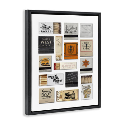 Wild West Rodeo Matchbooks Framed Floater Canvas Wall Art, design by Lettered and Lined