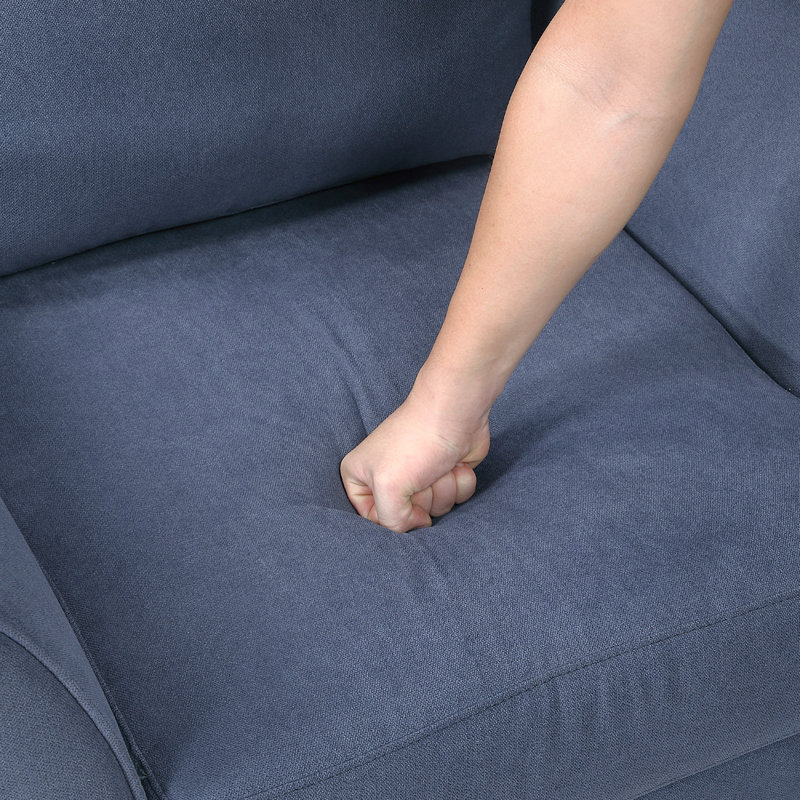 Causeuse Xumo, 56 po, pieds en bois effilés noirs, Bleu