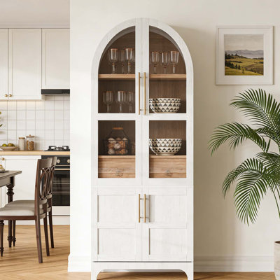 Elegant Arched Dome Design Kitchen Pantry Cabinet,Spacious Storage