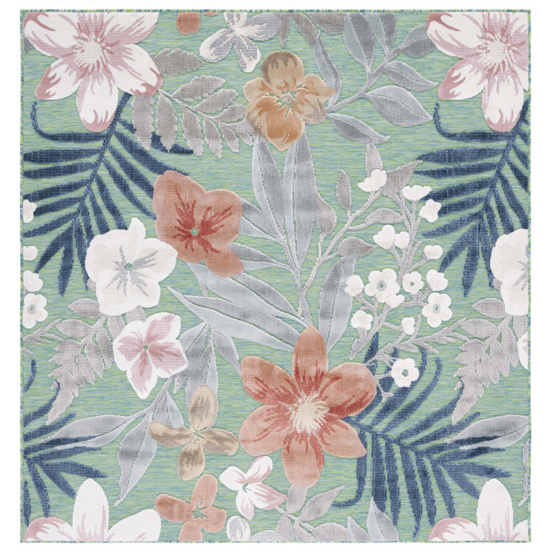 Floral Indoor / Outdoor Area Rug, Square 497 cm