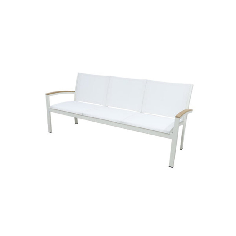 Tribeca Outdoor 6 - Piece Teak Aluminum Lounge Set, 6 Pcs: 3 Tables, Sofa, Loveseat, Chair, White/Brown