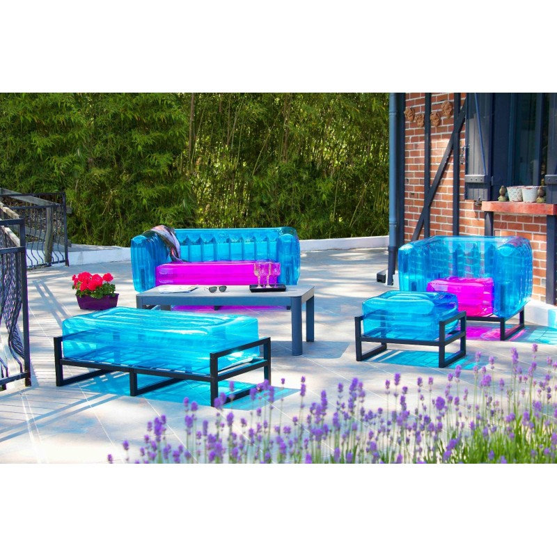 Yomi Outdoor Seat/Back Cushion, Blue/Pink