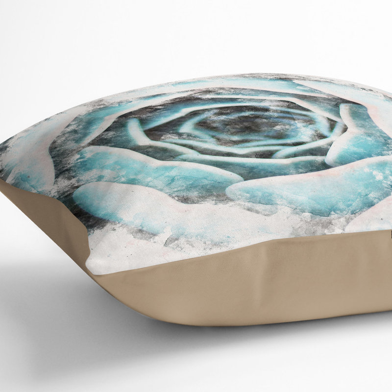 Succulent Plant Watercolour Cushion with Filling, 55cm H x 55cm W x 20cm D, Stone