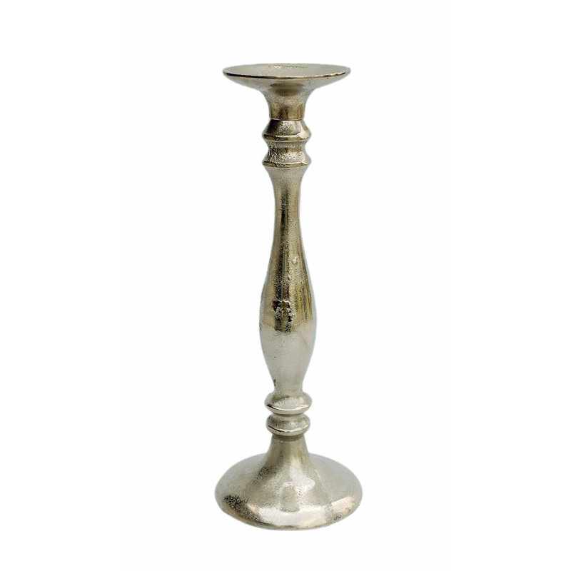 Bougeoir de table en métal 13 po, H 15 po x l 5 po x P 5 po, Argent