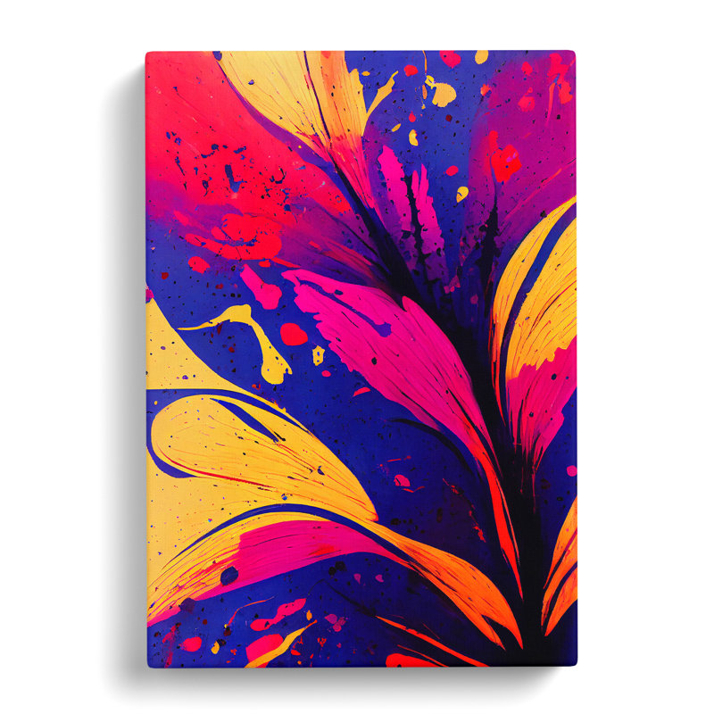 Paint Splash Flowers No.5 Abstract - Wrapped Canvas, 60cm H x 40cm W x 3cm D